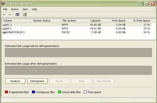 run disk defragmenter
